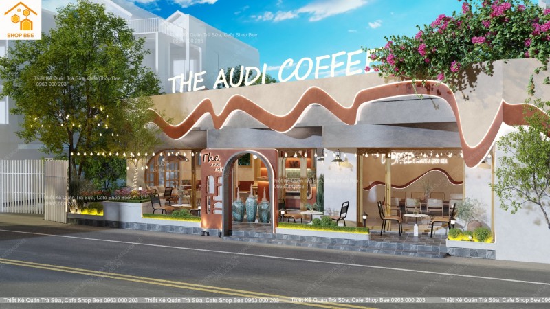 THIẾT KẾ QUÁN CAFE  - > THE AUDI COFFEE - 120 M2  TẠI HÀ NỘI